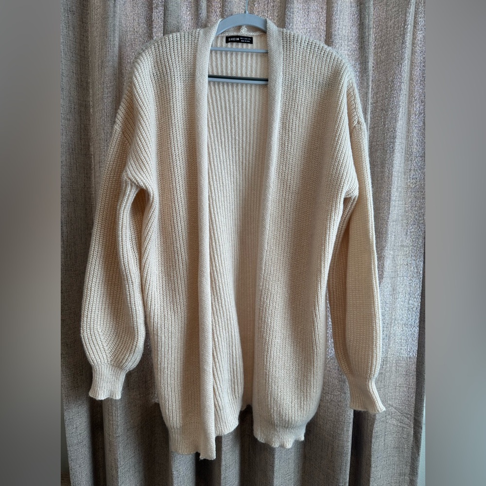 SHEIN Cream Open Front Cardigan